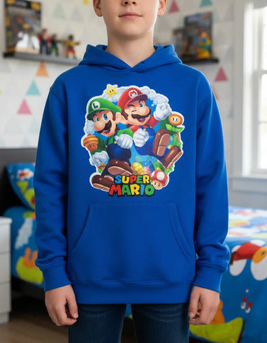 Polerón Canguro Super Mario Bros Y Luigi Niños D3