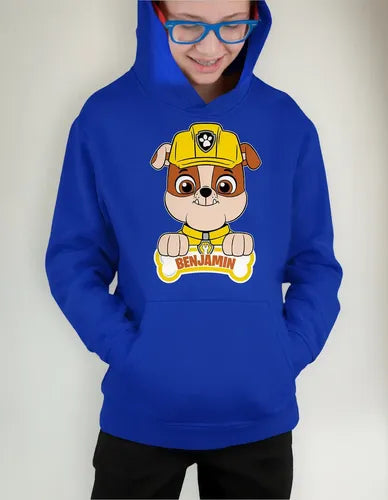 Polerón Canguro Rubble Paw Patrol Personalizado Niños