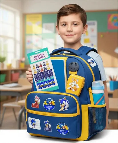 Etiquetas Escolares Personalizadas Utiles Y Ropa Sonic Azul Todas