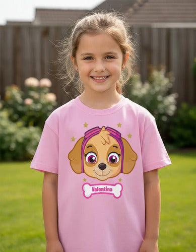 Polera Skye Paw Patrol Personalizada Niñas Algodón 100%