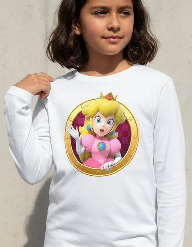 Camiseta Polar Manga Larga Polera Niñas Princesa Peach