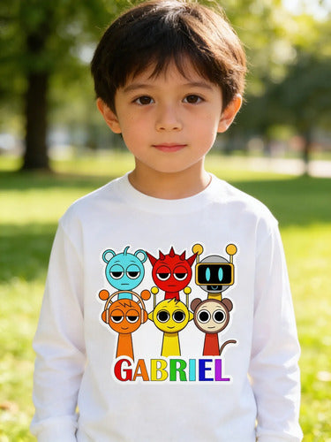 Polera Sprunki Personalizada Niños Manga Larga 100% Algodon
