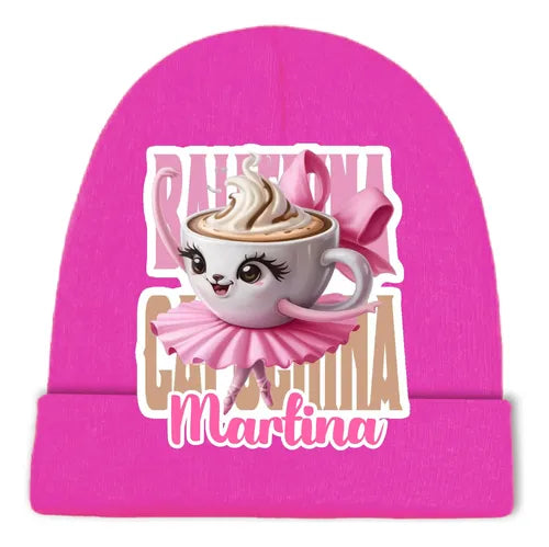 Gorro Lana Ballerina Capuccina Brainrot Personalizado Niñas Rosa Talla Niñas