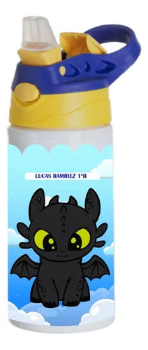 Botella Agua Colegio Chimuelo Dragon Personalizada Niños