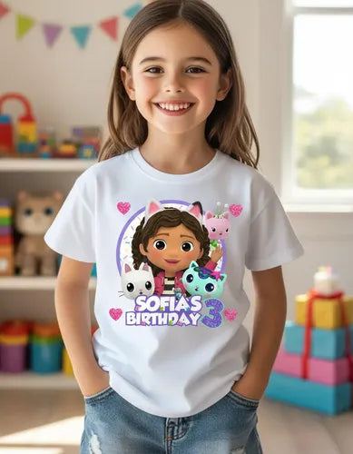 Polera La Casa De Gabby Niña Cumpleaños Personalizada Algodo