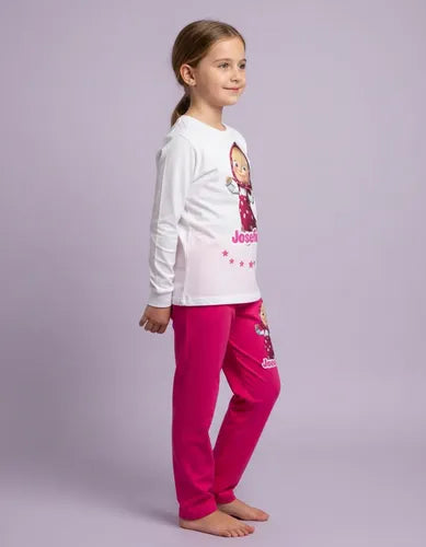 Pijama Largo Masha Y El Oso Niña Personalizado Algodón