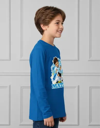 Polera Algodon Manga Larga Futbol Argentina Personalizada