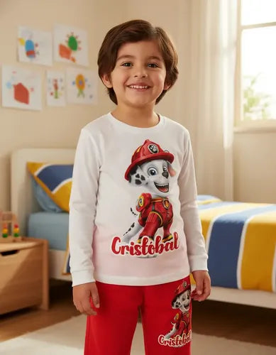 Pijama Largo Marshall Paw Patrol Película Niñopersonalizado