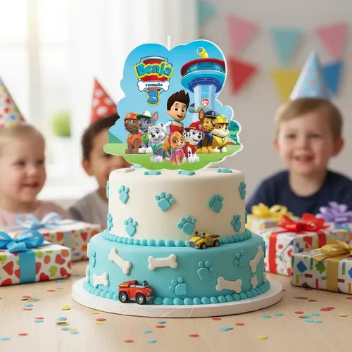 Vela De Cumpleaños Paw Patrol Personalizada