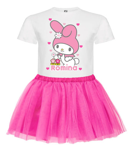 Disfraz Vestido My Melody Personalizado Polera + Tutú Niñas Detalles Glitter