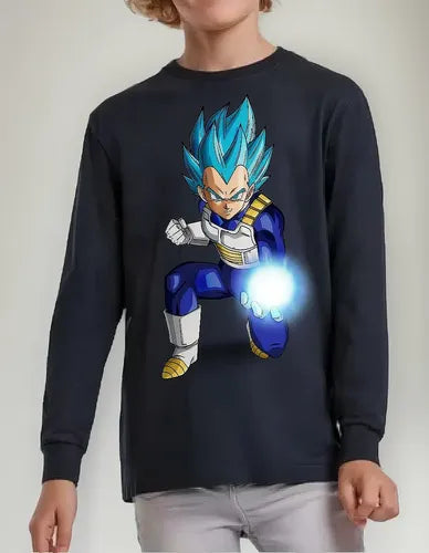 Polera Manga Larga Algodón Niños Vegeta Dragon Ball