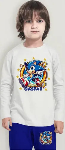 Pijama Largo Sonic Niños Personalizado Algodon D1