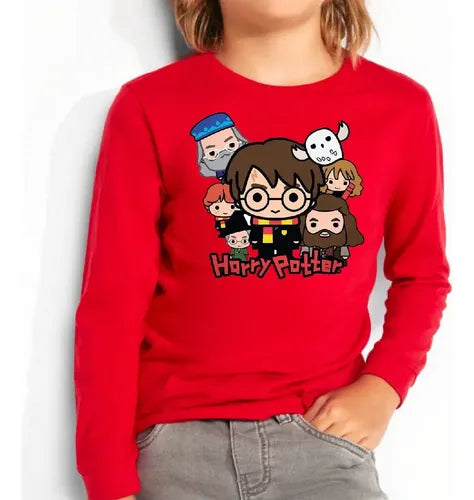 Polera Manga Larga Algodón Niños Harry Potter Nuevo