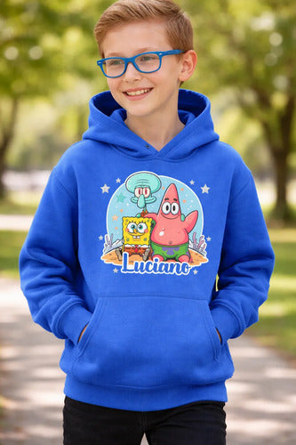Polerón Canguro Bob Esponja Y Patricio Personalizado Niños
