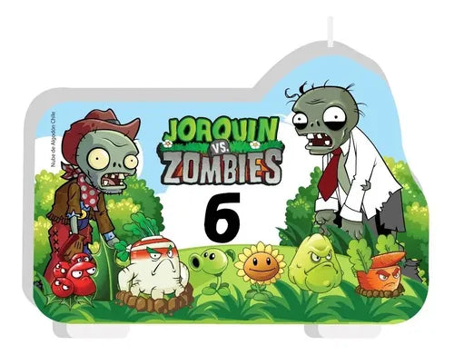 Vela De Cumpleaños Plantas Vs Zombies Niños Personalizada