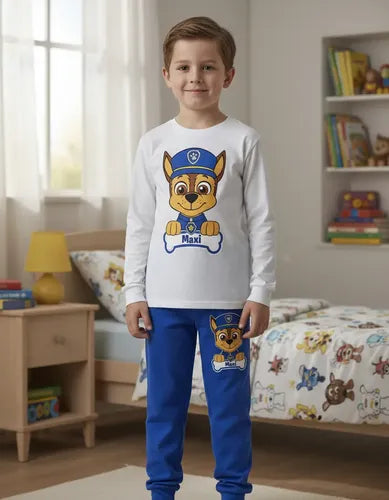 Pijama Largo Chase Paw Patrol Niños Personalizado Algodón 1