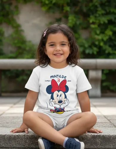 Polera Estampada Niña Cumpleaños Minnie Mouse