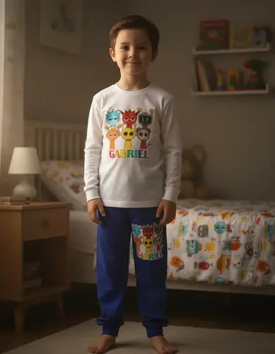 Pijama Largo Sprunki Niños Algodón Personalizado