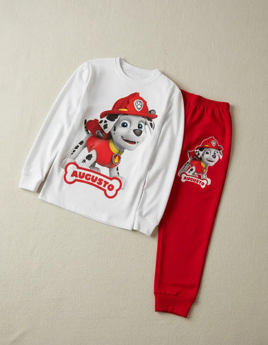 Pijama Largo Marshall Paw Patrol Personalizado 100% Algodón