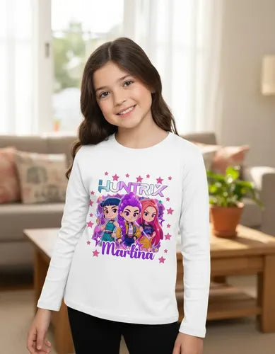 Polera Larga Huntrix Demon Hunters K Pop Personalizada Niñas