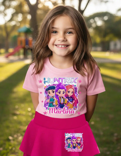 Polera Niña Falda Short Huntrix Personalizada Guerreras Kpop