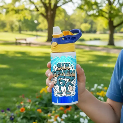 Botella Agua Six Seven 67 Niños Azul