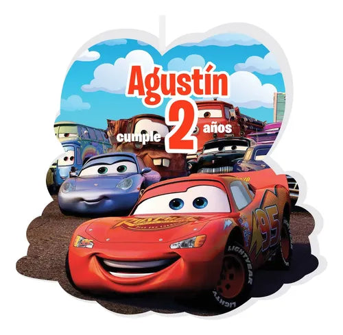 Vela De Cumpleaños Cars Rayo Mcqueen Niños Personalizada