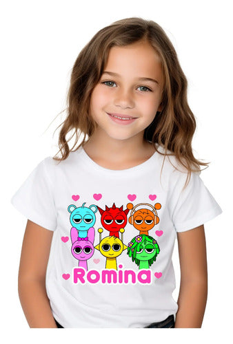 Disfraz Vestido Sprunki Personalizado Polera + Tutú Niñas Detalles Glitter