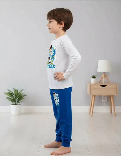Pijama Niño Futbol Argentina Algodón Largo Personalizado