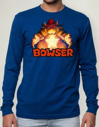 Polera Manga Larga Algodón Niños Bowser Pelicula