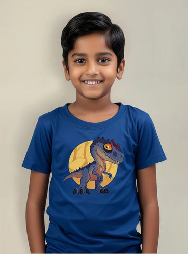 Polera Color Algodón 100% Niños Dinosaurio Rex