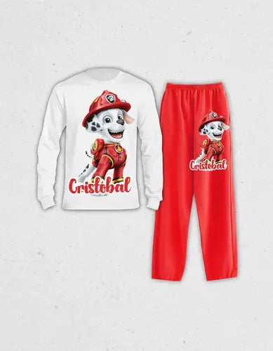 Pijama Largo Marshall Paw Patrol Película Niñopersonalizado