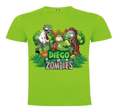 Polera Plantas Vs Zombies Personalizada Niños 100% Algodón
