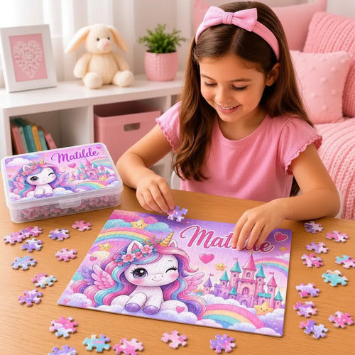 Puzzle Rompecabezas Personalizado Unicornio Kawaii Nombre
