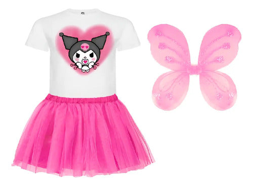 Disfraz Kuromi Corazón Tutu Polera Algodon Cumpleaños