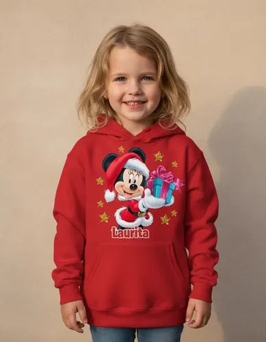 Poleron Minnie Navidad Personalizado Niñas Algodón 3