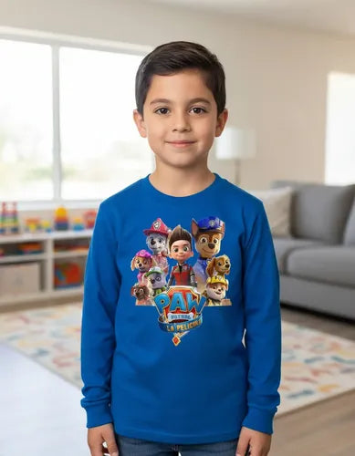Polera Manga Larga Algodón Niños Paw Patrol Pelicula