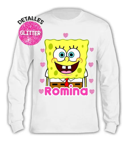 Pijama Largo Bob Esponja Niñas Personalizado Algodon