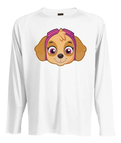 Camiseta Polar Manga Larga Polera Niñas Skye Paw Cabeza