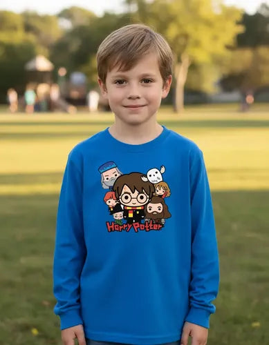 Polera Manga Larga Algodón Niños Harry Potter Nuevo