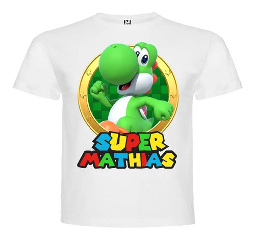 Polera  Yoshi Mario Bros Personalizada Algodón 100%