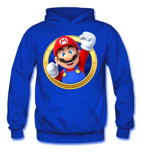 Polerón Canguro Algodón Niños Mario Bros Puño