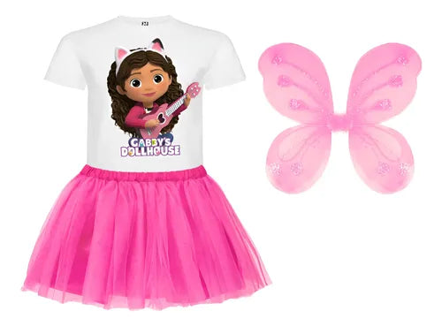 Disfraz Casa Gaby Gabby Dollhouse Guitarra Tutu Polera Algodon