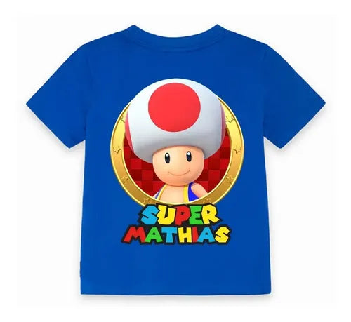 Polera Toad Mario Bros Personalizada Niños Algodón100%
