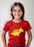 Polera Color Algodón 100% Niñas Niños Dinosaurio Stego Bb