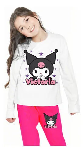 Pijama Largo Kuromi D2 Niñas Personalizado Algodon