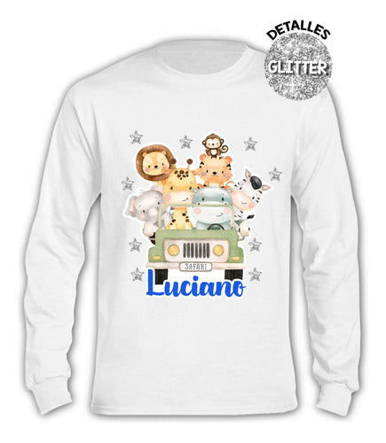 Pijama Largo Animales Safari Algodón Niños Personalizado