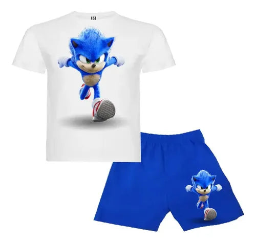 Pijama Corto Niños Algodon Sonic Corriendo
