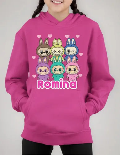 Polerón Canguro Labubu Niñas Personalizado Algodón