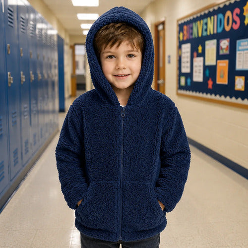 Polerón  Corderito Niño Niña Unisex Invierno Escolar